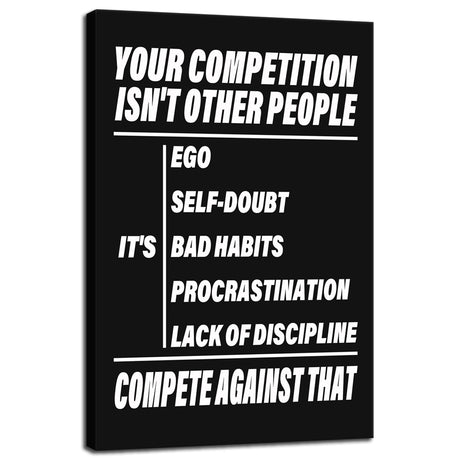 Inspirational Office Wall Decor Motivational Discipline Noun Canvas Wall Art Posters Prints Entrepreneur Quote Wall Picture Paintings Artwork Home Bedroom Framed Ready to Hang[12''W X 18''H]