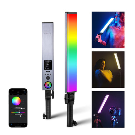 NEEWER RGB LED Video Light Stick, Touch Bar & APP Control, Magnetic Handheld Photography Lighting Wand, Dimmable 3200K~5600K CRI98+ Full Color LED Light with 6400mAh Battery, 17 Scenes, RGB1