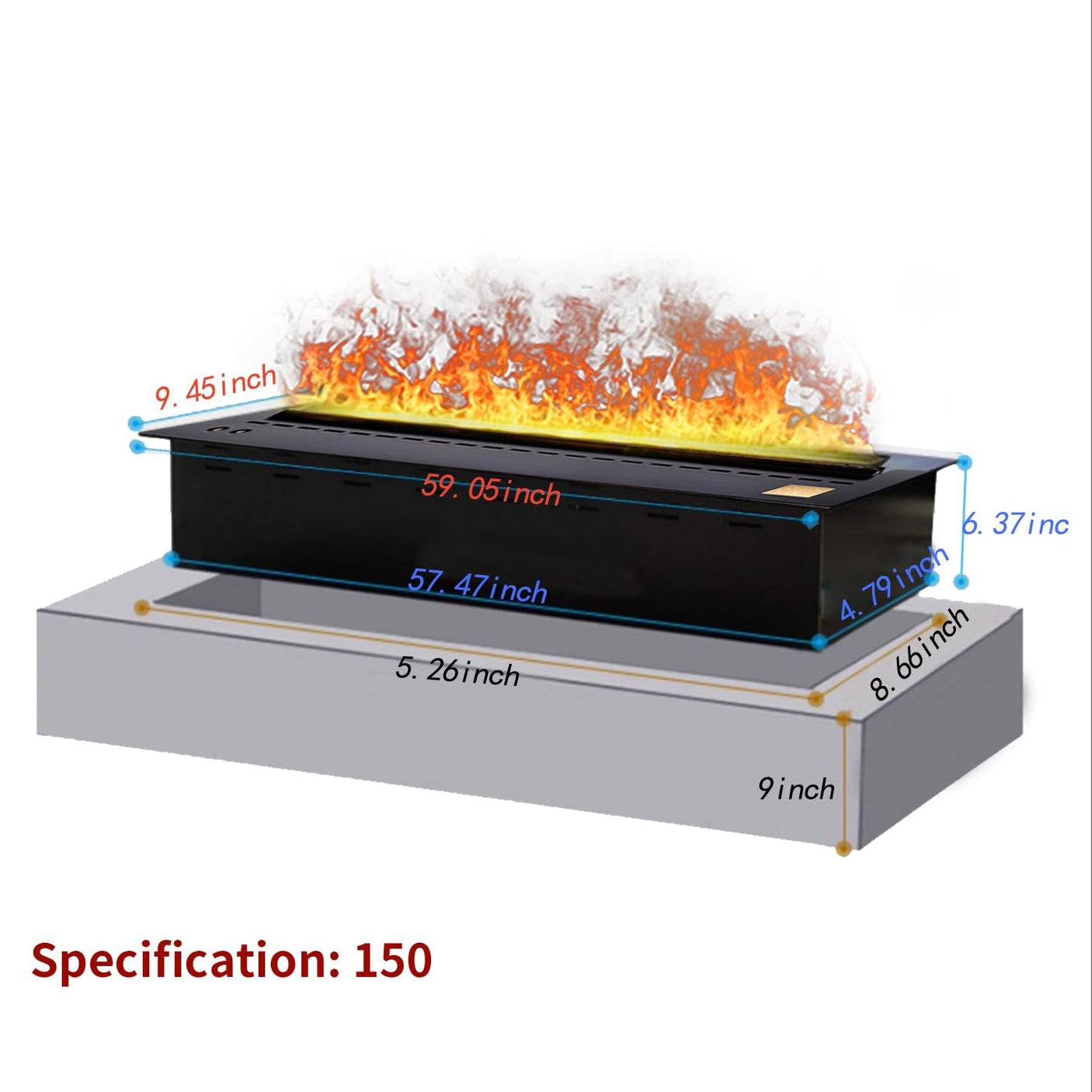 36 inch Water Vapor Fireplace 3D Atomizing Fireplace Recessed Electric Fireplace Remote Control with Timer Touch Simulation Flame Touch Flame Multiple Colors and Flame Adjustment