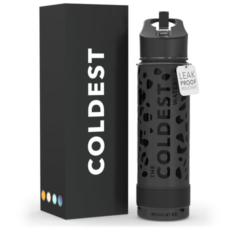 Coldest Insulated Water Bottle with Straw Lid - Stainless Steel Metal Thermos for Men & Women (Matte Black, 32 oz)