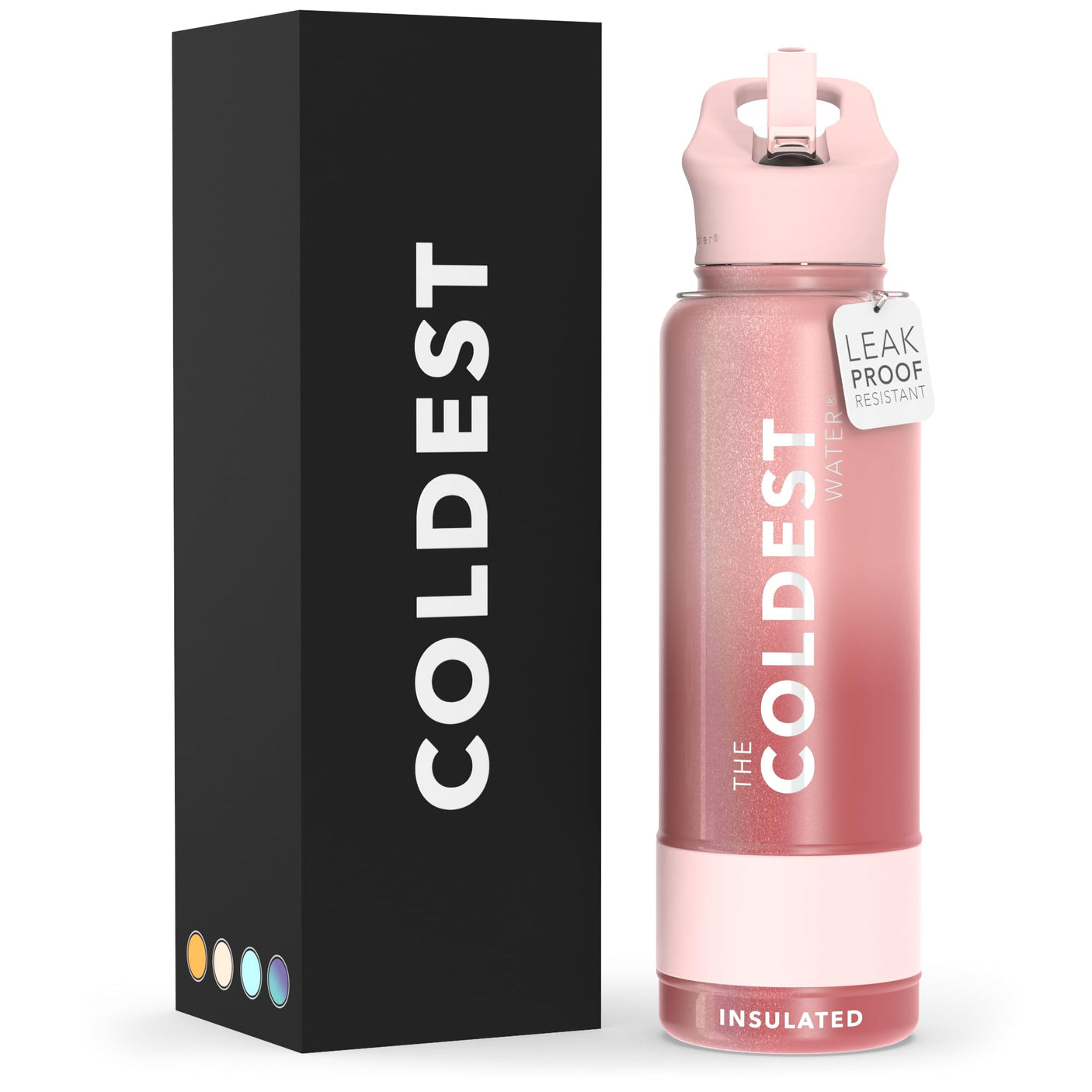 Coldest Insulated Water Bottle with Straw Lid - Stainless Steel Metal Thermos for Men & Women (Matte Black, 32 oz)