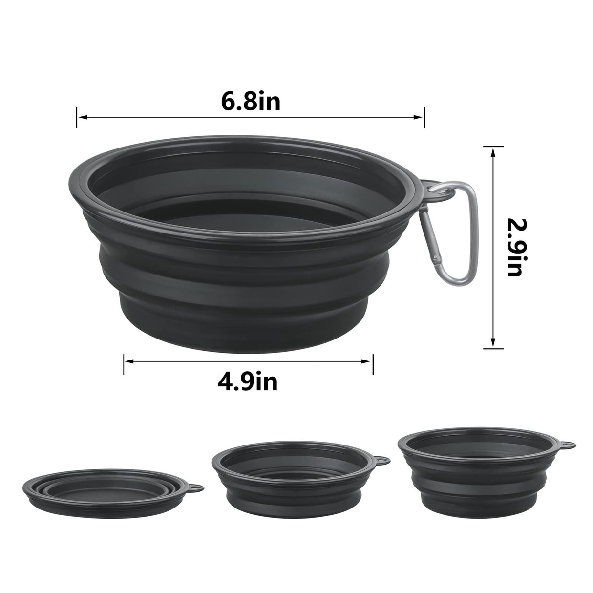 Dog Bowl Pet Collapsible Bowls, 2 Pack for Cats Dogs, Portable Pet Feeding Watering Dish for Walking Parking Traveling with 2 Carabiners (Small, Blue+Green)