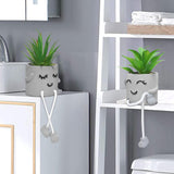 Zerzsy 3pcs Creative Artificial Succulents with Gray Flower Pots, Mini Potted Succulents for Home Office Desk Decor and Gift Choice
