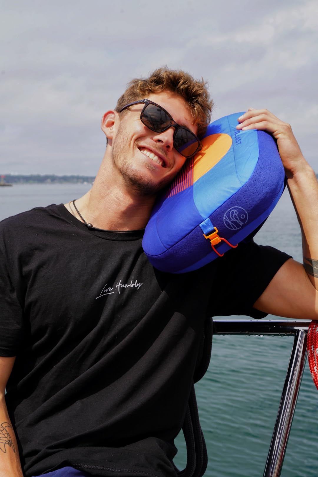 Ballast Beach Pillow – Comfy, Durable & Compact, Stays Put on Windy Beaches with Patented Sand Pouch, Inflatable Pillow for Beaches, Pools, Camping, Festivals and Travel (Island Paradise)