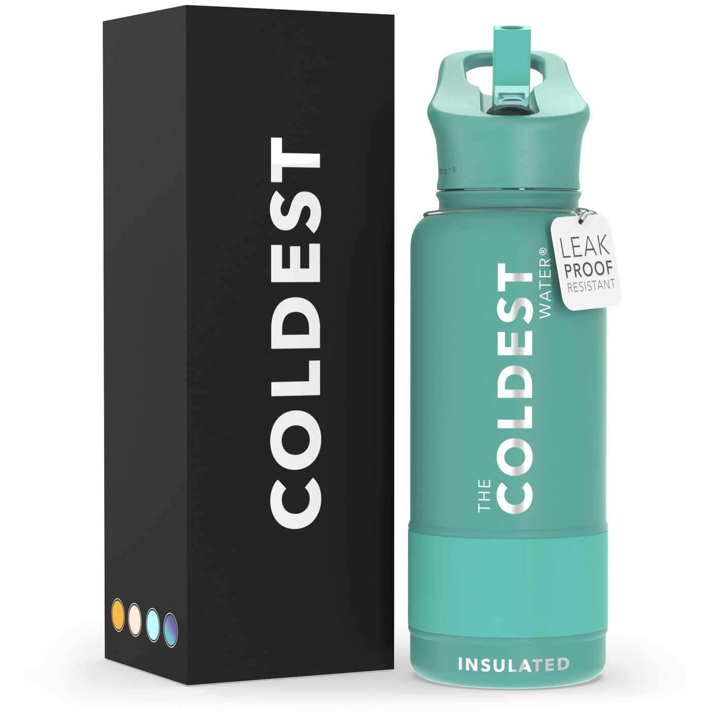 Coldest Insulated Water Bottle with Straw Lid - Stainless Steel Metal Thermos for Men & Women (Matte Black, 32 oz)