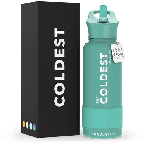 Coldest Insulated Water Bottle with Straw Lid - Stainless Steel Metal Thermos for Men & Women (Matte Black, 32 oz)