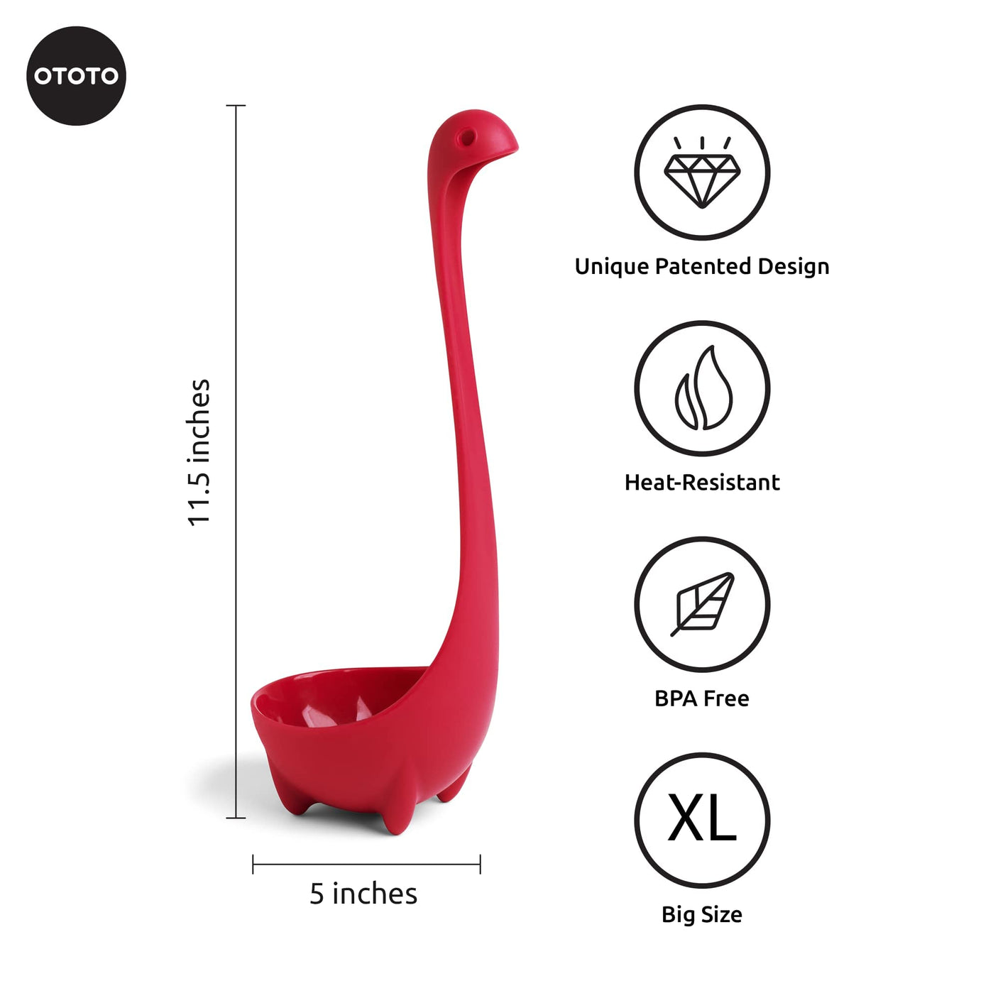 OTOTO The Original Nessie Ladle - Soup Ladle, Cute Gifts, Funny Kitchen Gadgets, Loch Ness design, Cooking Gifts for Mom - Cute and Practical Kitchen Utensils - Unique Gifts for Women