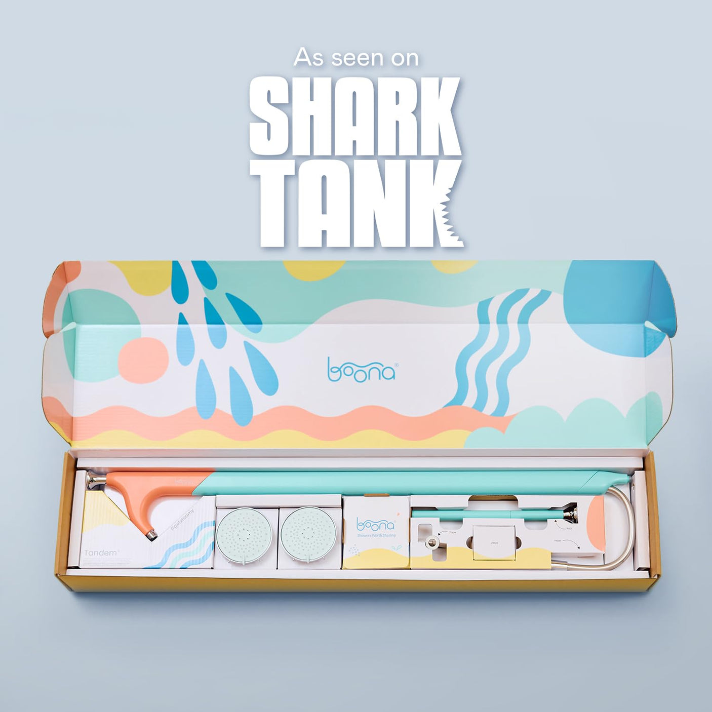 BOONA - The Original Tandem Shower | As Seen On Shark Tank | Double Shower Head for Couples, High Pressure Dual Shower Heads (One Showerhead, Midnight Black)