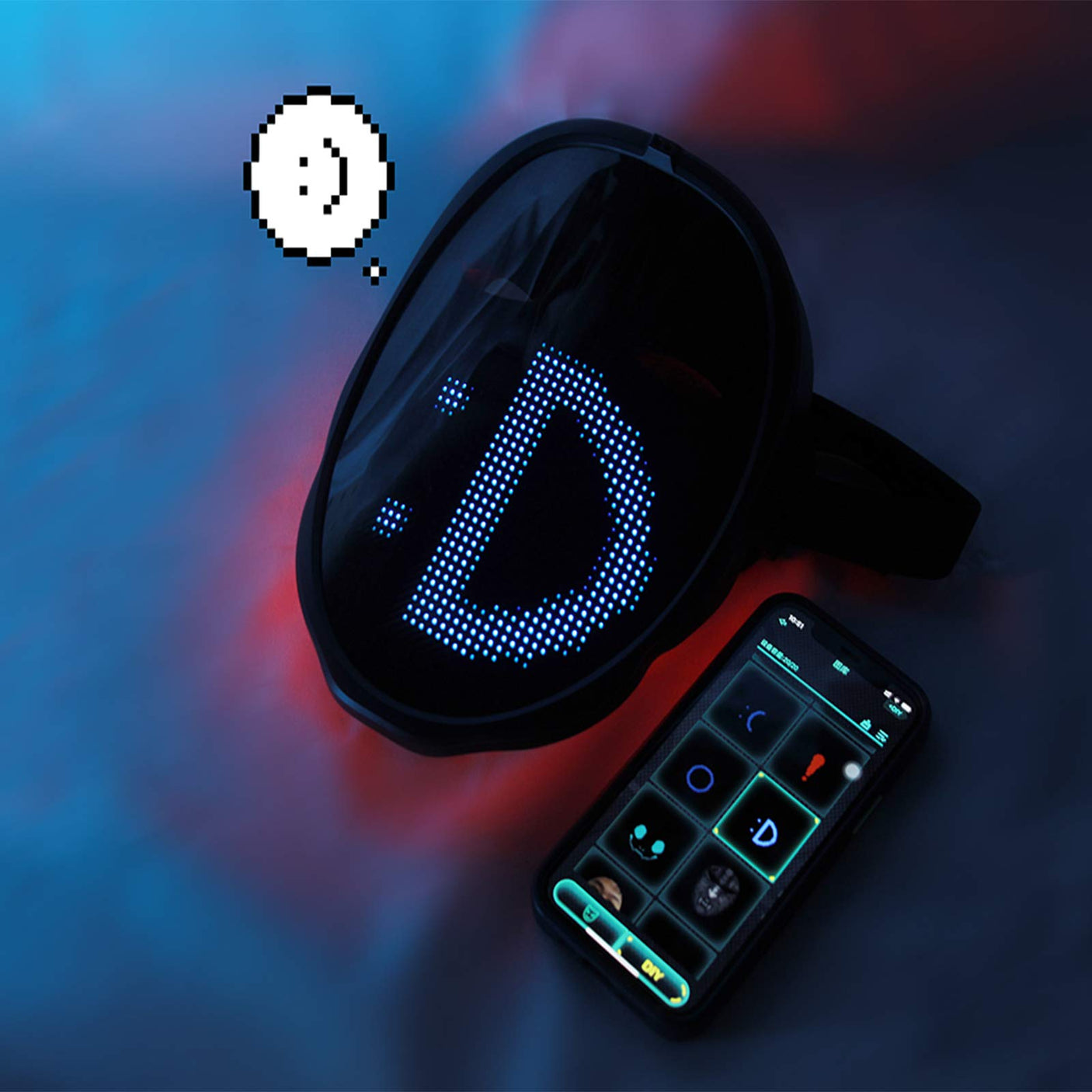 Depointer Life Led Mask with Rechargeable Bluetooth-compatible App Controlled, Customizable led mask, Lighted Face Transforming Mask, unisex-Adult