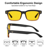 CARFIA Night Vision Glasses Driving for Men Women Anti-glare,Safety HD Yellow Lens Fishing Golf Narrow Face Glasses