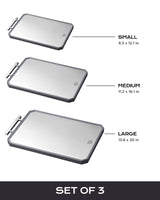 SNOWCLAD Stainless Steel Cutting Board,Double Sided Steel Cutting Boards for kitchen,Stainless Steel/Wheat straw pp Large Board for meat,non toxic Chopping,16 * 11 Inch,Dishwasher Safe