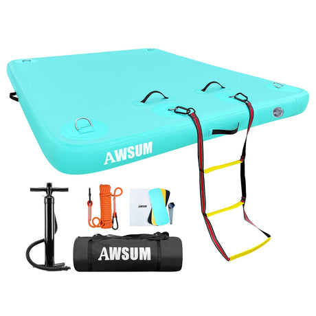 AWSUM Inflatable Floating Dock Air Dock Platform Floating Island Raft with None-Slip Surface for Pool Beach Ocean