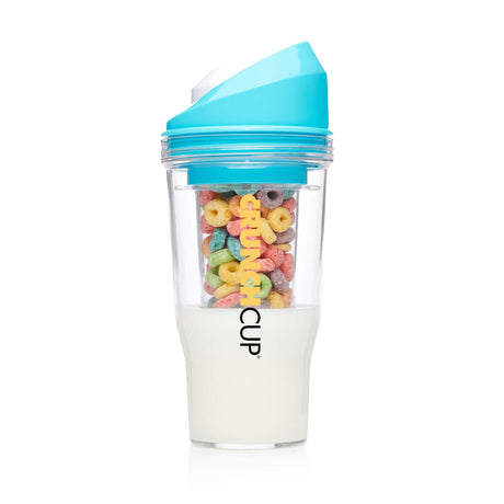 CRUNCHCUP XL Yellow - Portable Plastic Cereal Cups for Breakfast On the Go, To Go Cereal and Milk Container for your favorite Breakfast Cereals, No Spoon or Bowl Required