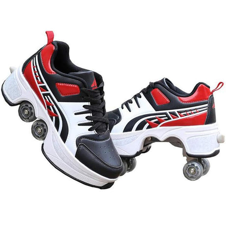 Double-Row Deform Wheel Automatic Walking Shoes Invisible Deformation Roller Skate 2 in 1 Removable Pulley Skates Skating Parkour
