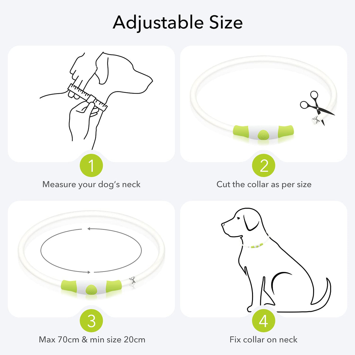 Colaseeme LED Dog Collar Light Up Dog Collars 1 Count USB Rechargeable TPU Glow Safety Basic Dog Collars, Please Do Not Use Fast Charging (Green)