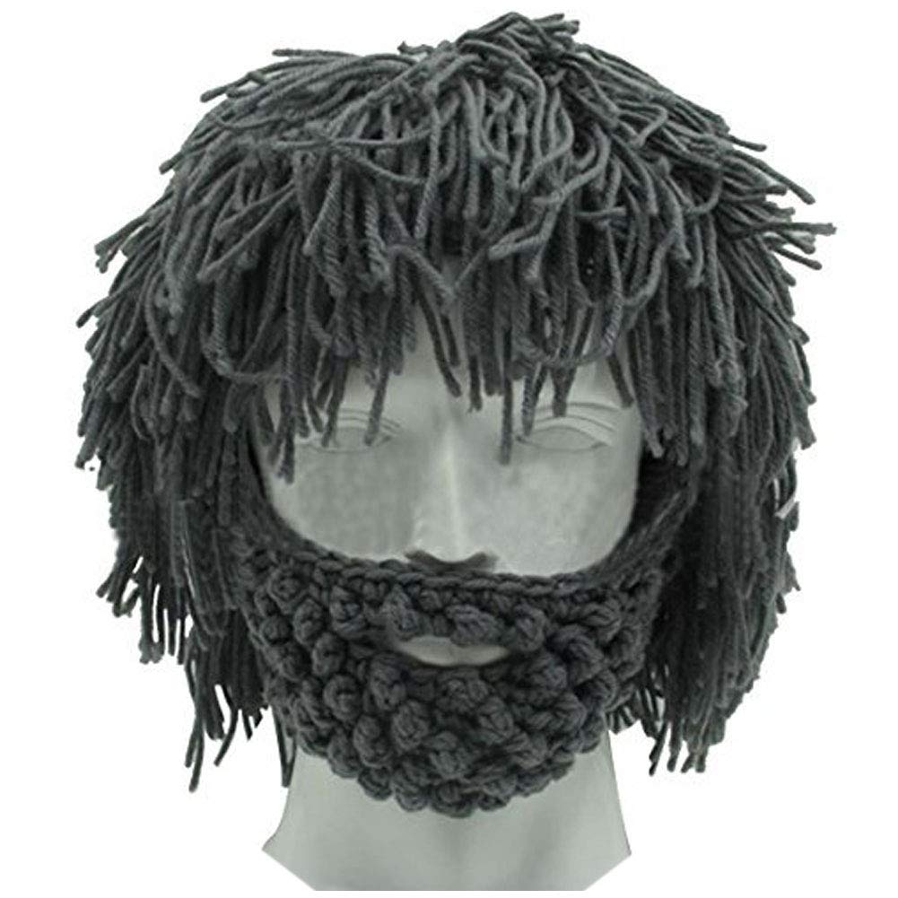 Creative Barbarian Knit Beard Hat Funny Knit Cap Wig Beanie Hats Beard Facemask