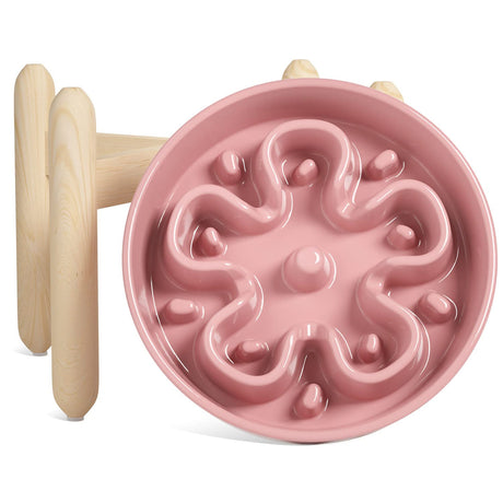 LE TAUCI Dog Bowls Slow Feeder Ceramic, 1.5 Cups Slow Feeding Dog Bowl Small Medium Breed, Puppy Slow Feeder Bowl for Fast Eater, Dog Dishes to Slow Down Eating, Puzzle Dog Food Bowl, Maze Purple