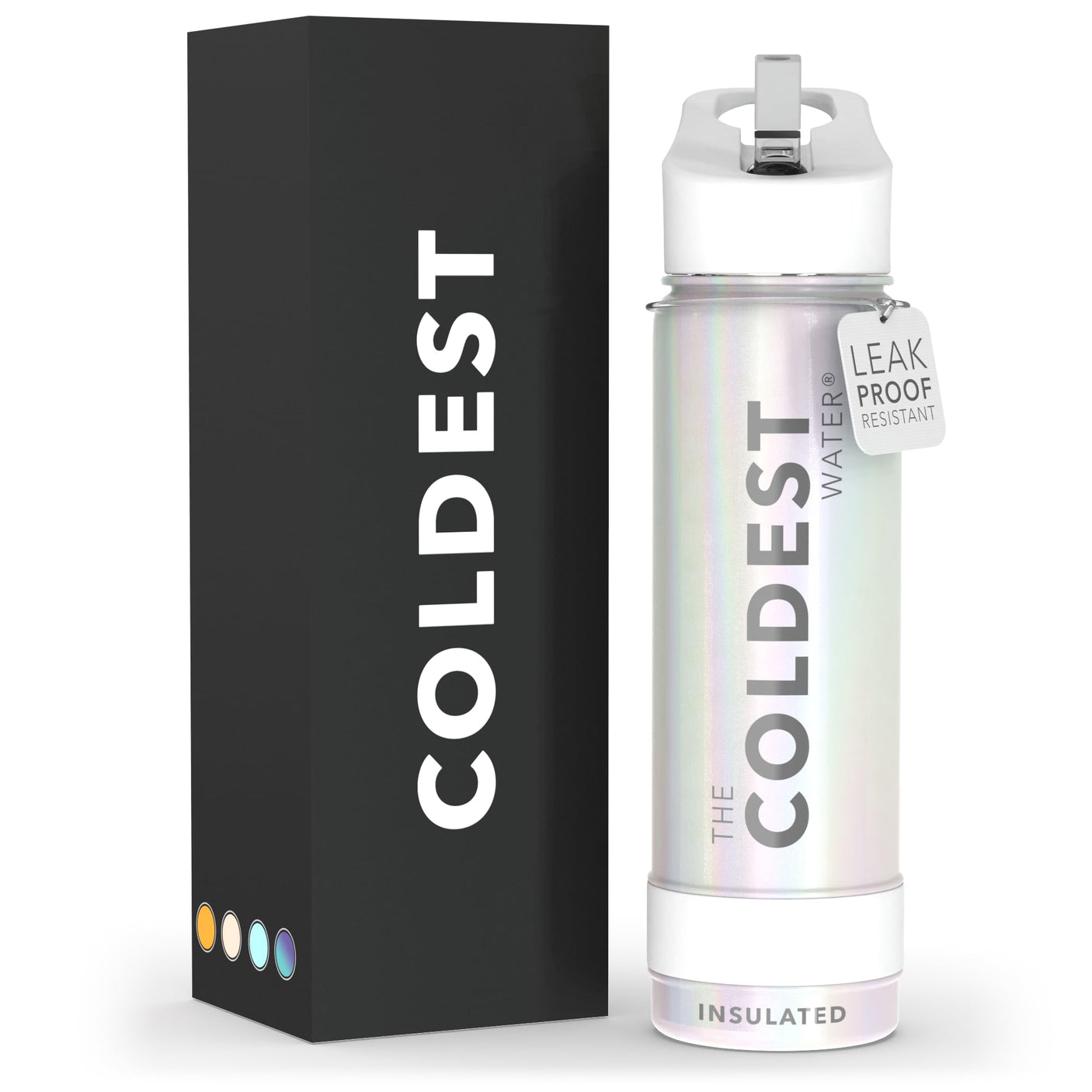 Coldest Insulated Water Bottle with Straw Lid - Stainless Steel Metal Thermos for Men & Women (Matte Black, 32 oz)