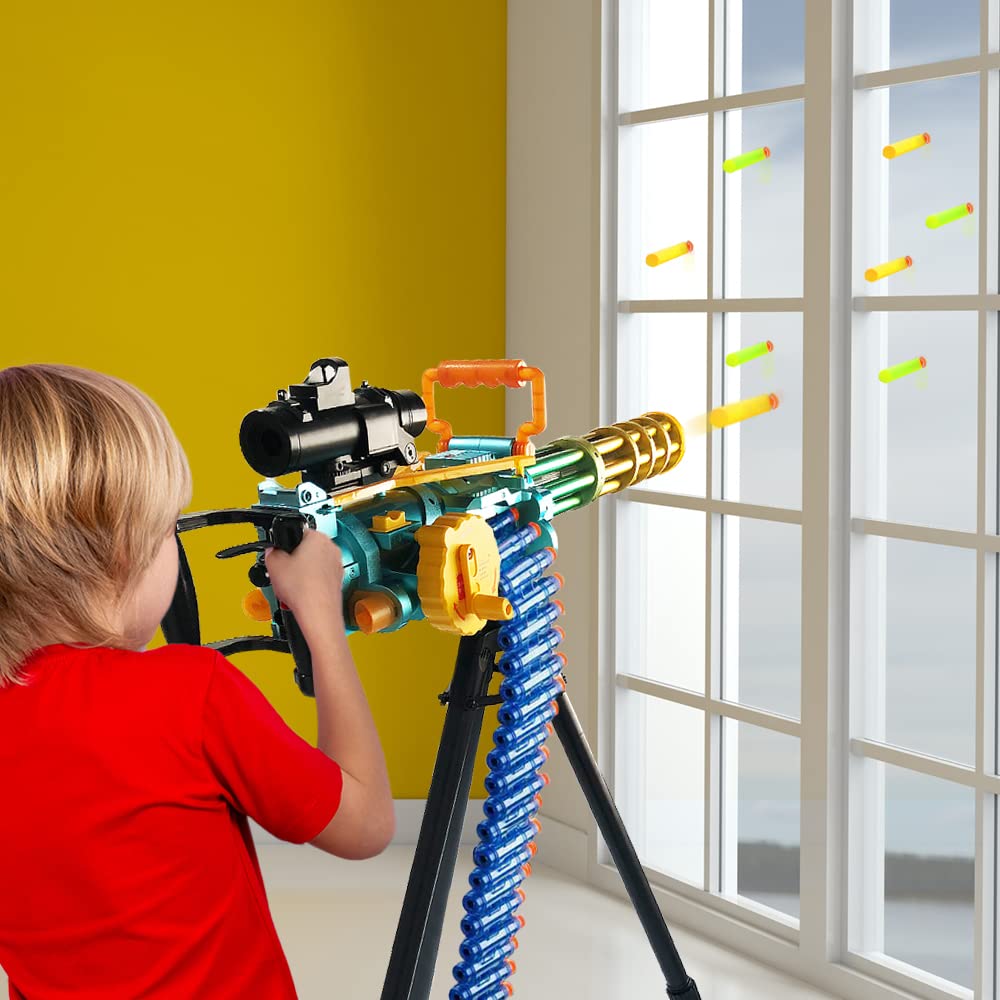 ArtCreativity Dart Gun Super Powerful Electronic Gatling Toy Gun for Kids, Mini Gun Rapid Toy Machine Gun with Foam Dart Blaster, Kids Revolving Toy Minigun with Automatic and Manual Mode