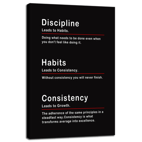 Inspirational Office Wall Decor Motivational Discipline Noun Canvas Wall Art Posters Prints Entrepreneur Quote Wall Picture Paintings Artwork Home Bedroom Framed Ready to Hang[12''W X 18''H]