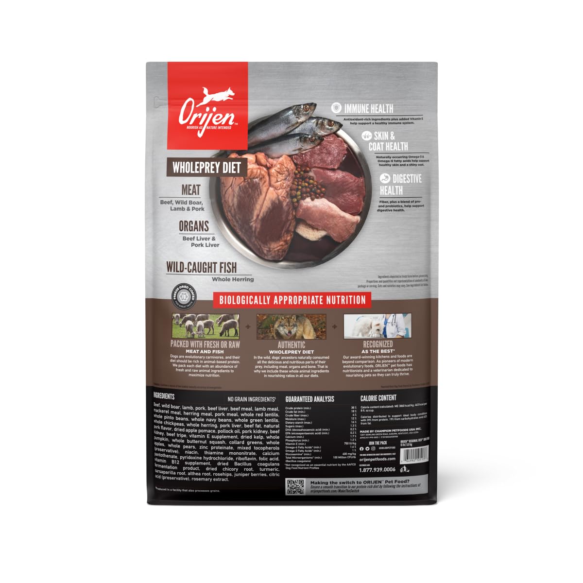ORIJEN Dry Dog Food, Grain Free Dry Dog Food for All Life Stages, Fresh or Raw Ingredients, 13lb, Multiple Options