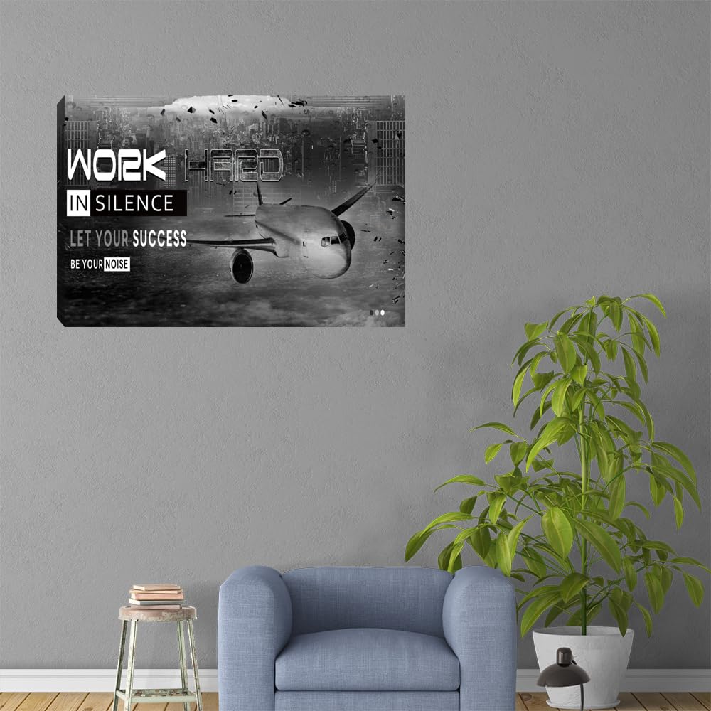Success Tree Inspirational Quote Canvas Wall Art Motivational Motto Painting Inspiring Entrepreneur Posters Prints Artwork Decor Framed for Home Office Classroom Ready to Hang - 12" Wx18 H