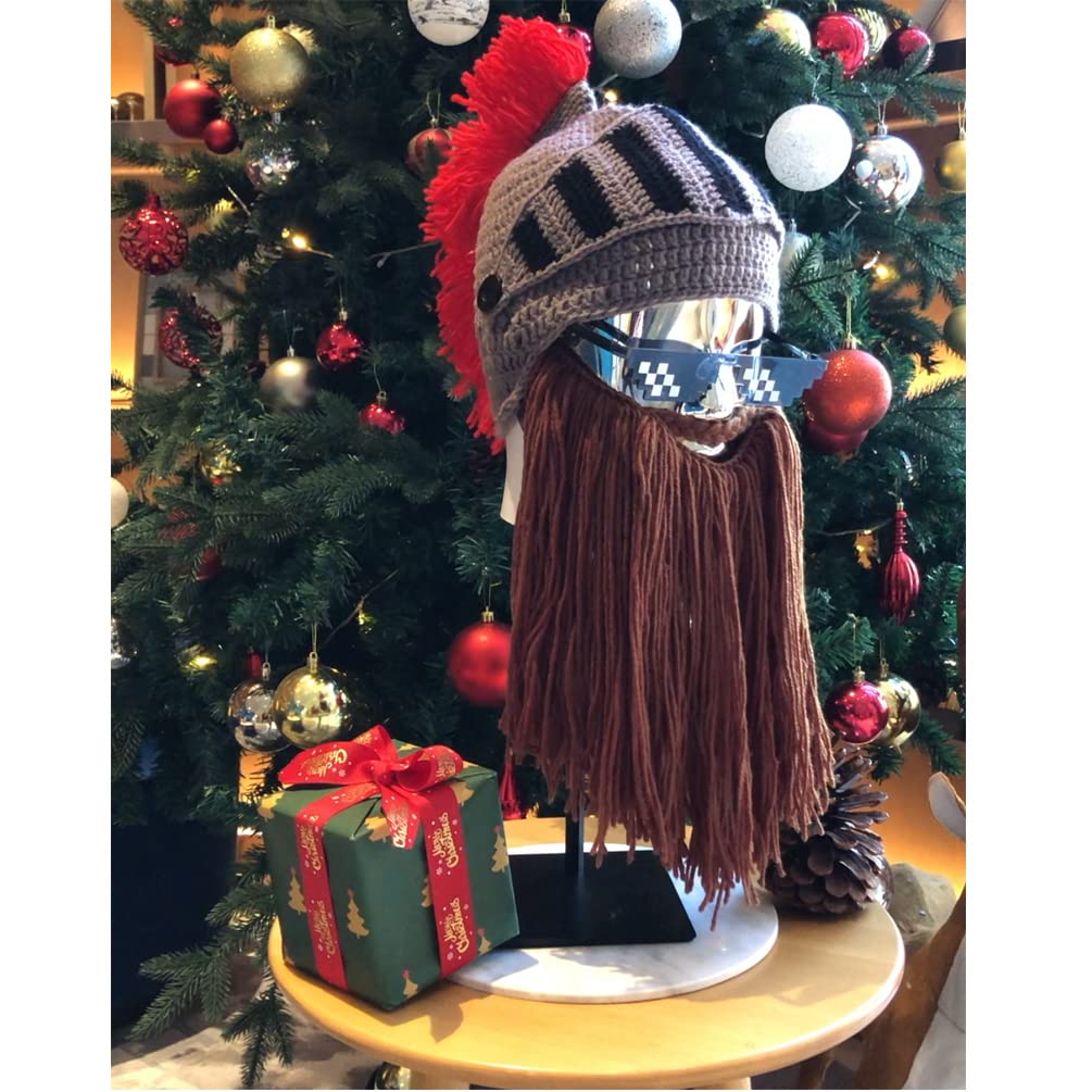 Creative Barbarian Knit Beard Hat Funny Knit Cap Wig Beanie Hats Beard Facemask