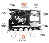 Wallet Ninja Multitool Card – 18 in 1 Credit Card Multi-Tool (Bottle Opener, Can Opener, Screwdrivers, Phone Stand & More) – Black