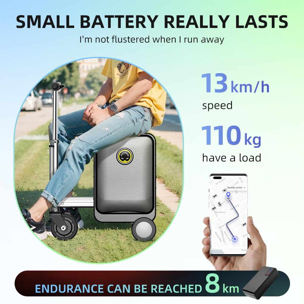 SE3S Smart Rideable Suitcase Electric Luggage Scooter For Travel (black)