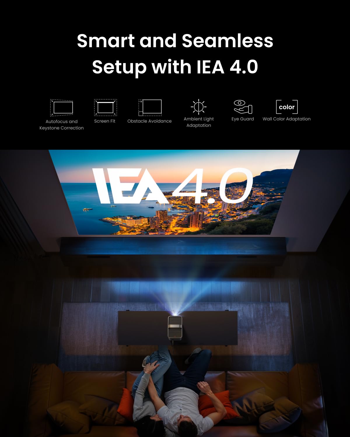 NEBULA Cosmos 4K SE Smart Projector, Nebulamaster, High-Brightness with Dolby Vision, 200" Screen, 1800 ANSI Lumens, HybridBeam, Enhanced Image Quality, GTV, Portable, for Gaming, Home, and Office Use