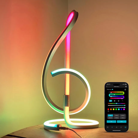 Lepro TB1 AI Smart Table Lamp, RGB+IC Addressable Color Changing Desk Light Alexa Google Enable, Music Sync Unique Cool LED Lamps for Game Room Decor Ambient Lighting, APP Control No Remote, 2.4 GHz