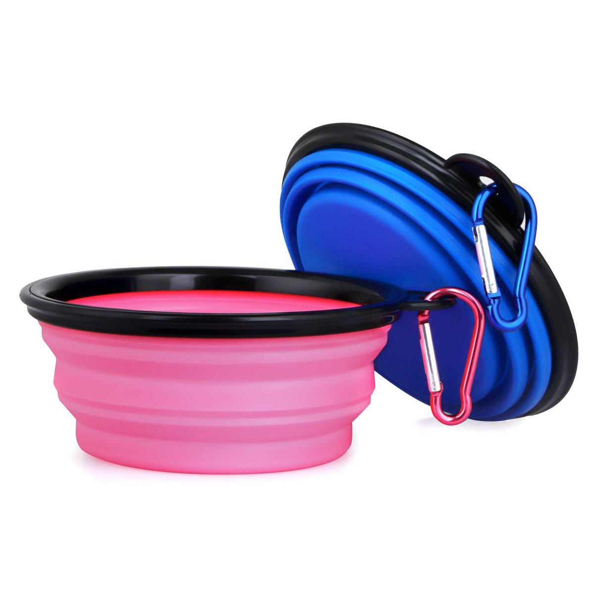 Dog Bowl Pet Collapsible Bowls, 2 Pack for Cats Dogs, Portable Pet Feeding Watering Dish for Walking Parking Traveling with 2 Carabiners (Small, Blue+Green)
