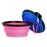 Dog Bowl Pet Collapsible Bowls, 2 Pack for Cats Dogs, Portable Pet Feeding Watering Dish for Walking Parking Traveling with 2 Carabiners (Small, Blue+Green)