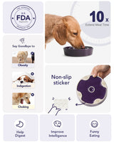 LE TAUCI Dog Bowls Slow Feeder Ceramic, 1.5 Cups Slow Feeding Dog Bowl Small Medium Breed, Puppy Slow Feeder Bowl for Fast Eater, Dog Dishes to Slow Down Eating, Puzzle Dog Food Bowl, Maze Purple