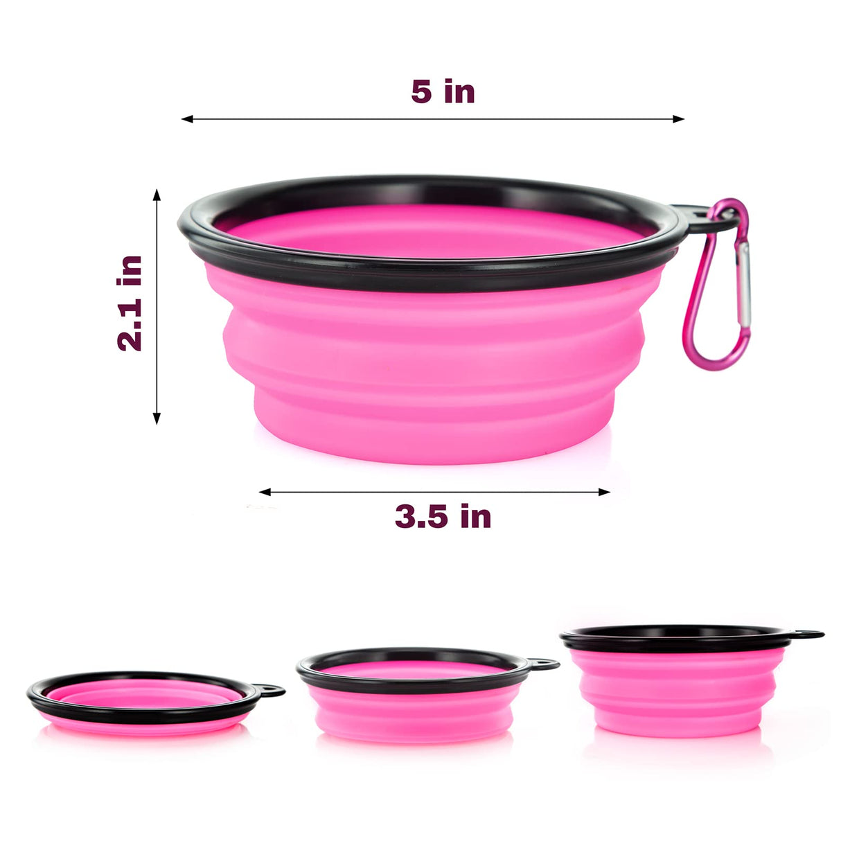 Dog Bowl Pet Collapsible Bowls, 2 Pack for Cats Dogs, Portable Pet Feeding Watering Dish for Walking Parking Traveling with 2 Carabiners (Small, Blue+Green)