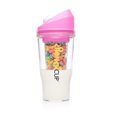 CRUNCHCUP XL Yellow - Portable Plastic Cereal Cups for Breakfast On the Go, To Go Cereal and Milk Container for your favorite Breakfast Cereals, No Spoon or Bowl Required