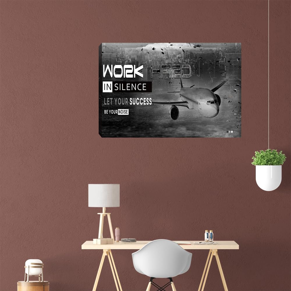 Success Tree Inspirational Quote Canvas Wall Art Motivational Motto Painting Inspiring Entrepreneur Posters Prints Artwork Decor Framed for Home Office Classroom Ready to Hang - 12" Wx18 H