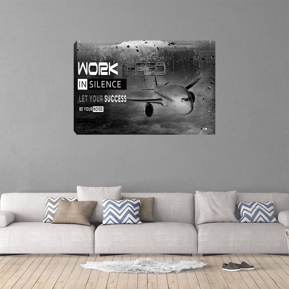 Success Tree Inspirational Quote Canvas Wall Art Motivational Motto Painting Inspiring Entrepreneur Posters Prints Artwork Decor Framed for Home Office Classroom Ready to Hang - 12" Wx18 H