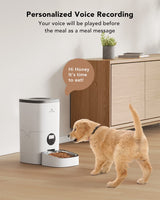 PETLIBRO Automatic Dog Feeder, 6L Dog Food Dispenser with Timer Interactive Voice Recorder, Auto Dog Feeder with Desiccant Bag 1-4 Meals Dry Food, Black Transparent