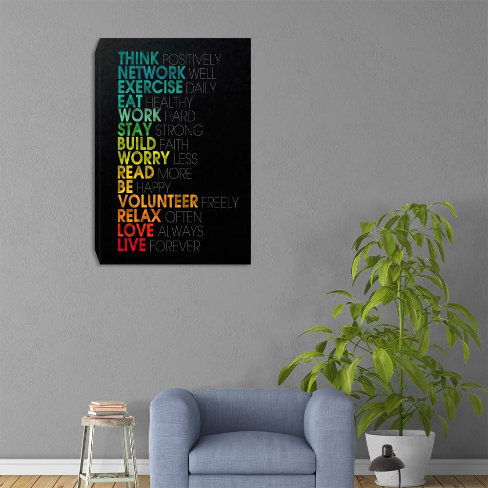 Success Tree Inspirational Quote Canvas Wall Art Motivational Motto Painting Inspiring Entrepreneur Posters Prints Artwork Decor Framed for Home Office Classroom Ready to Hang - 12" Wx18 H