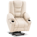 MCombo Power Lift Recliner Chair for Elderly, Lift Chair with Heat and Massage, USB Ports, Cup Holders, Faux Leather 7519 (Medium, Dark Brown)