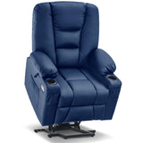 MCombo Power Lift Recliner Chair for Elderly, Lift Chair with Heat and Massage, USB Ports, Cup Holders, Faux Leather 7519 (Medium, Dark Brown)