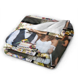 Custom Blanket with Photo Text Personalized Bedding Throw Blankets Customized Flannel Fleece Blankets for Family Birthday Wedding Gift Fits Couch Sofa Bedroom Living Room (1 Photos, 40"x50")