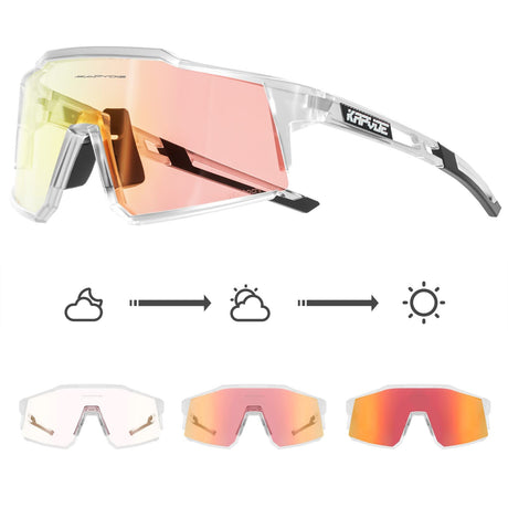 KAPVOE Photochromic Cycling Glasses MTB Clear Mountain Bike Transition Bicycle Sunglasses for Men Women - K9022