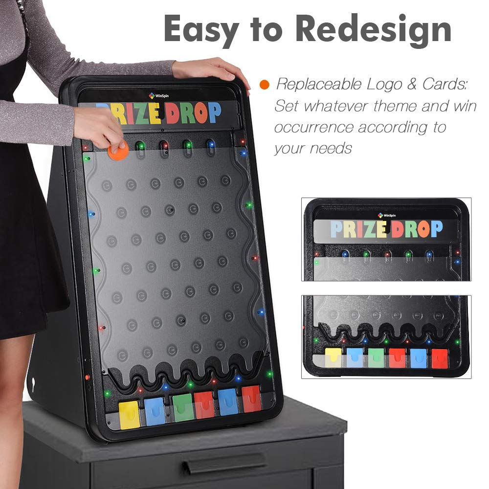 WinSpin 30" Prize Drop Board Foldable Stand Disk Drop Board Game Customizable 6 Slots with 10 Pucks for Carnival Tradeshow Party, (19"x30")