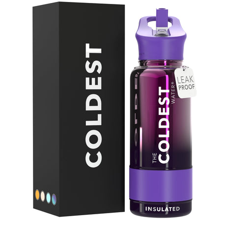 Coldest Insulated Water Bottle with Straw Lid - Stainless Steel Metal Thermos for Men & Women (Matte Black, 32 oz)