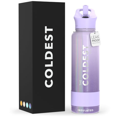 Coldest Insulated Water Bottle with Straw Lid - Stainless Steel Metal Thermos for Men & Women (Matte Black, 32 oz)