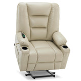 MCombo Power Lift Recliner Chair for Elderly, Lift Chair with Heat and Massage, USB Ports, Cup Holders, Faux Leather 7519 (Medium, Dark Brown)