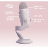 Logitech for Creators Blue Yeti USB Microphone for Gaming, Streaming, Podcasting, Twitch, YouTube, Discord, Recording for PC and Mac, 4 Polar Patterns, Studio Quality Sound, Plug & Play-Blackout