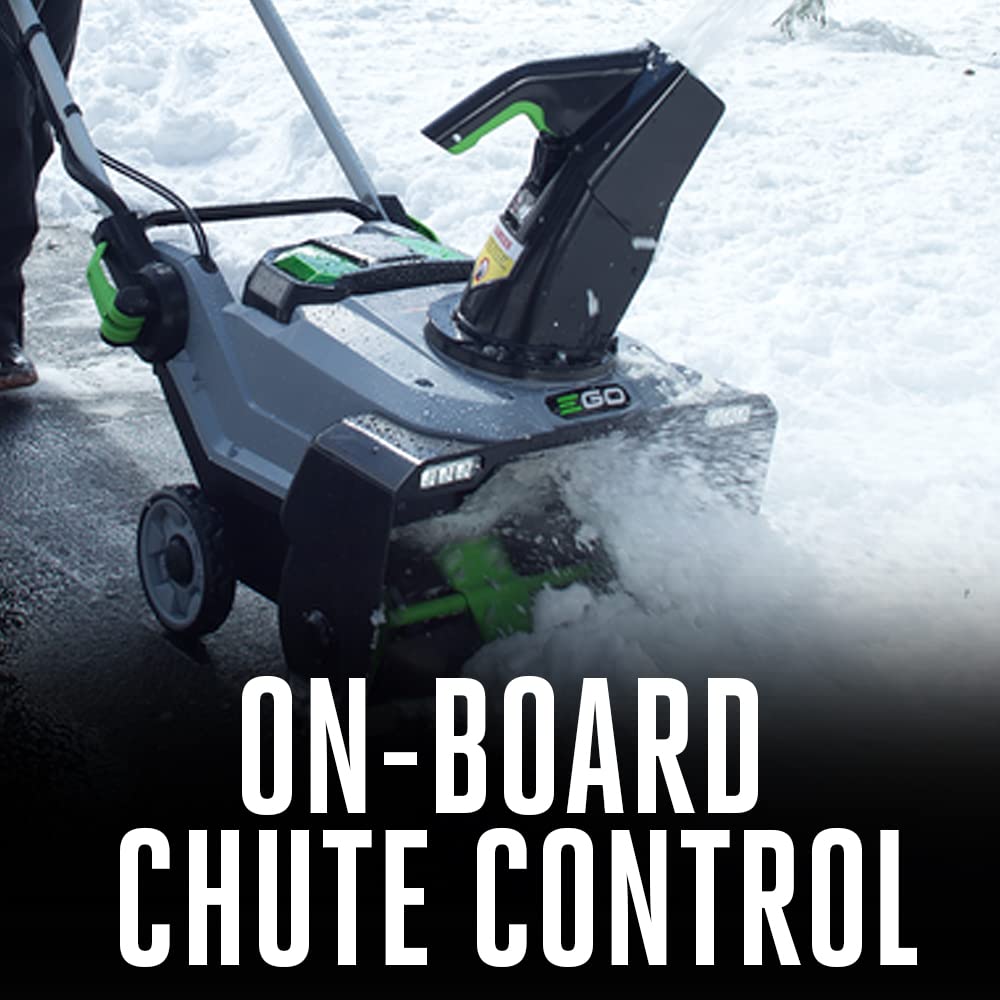 EGO Power+ SNT2112 21-Inch 56-Volt Lithium-Ion Cordless Snow Blower with Steel Auger - (2) 5.0Ah Batteries and Dual Port Charger Included, Black